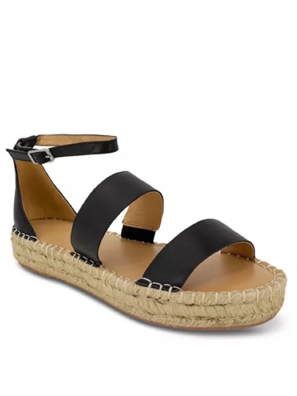 Splendid Women’s Morgan Black Leather Platform Espadrille Sandals Sz 7 NWT